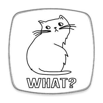 Niedliche Katze What - Viereckiger Kühlschrankmagnet - Weiß - Vorne