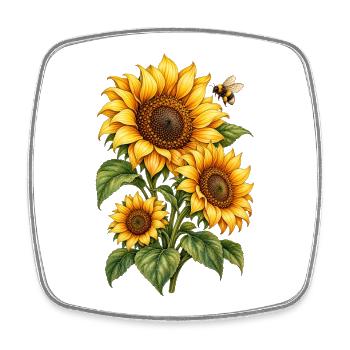 Sonnenblumen Gartenliebe - Viereckiger Kühlschrankmagnet - Weiß - Vorne