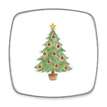 Weihnachtsbaum im Topf mit roten Ornamenten - Viereckiger Kühlschrankmagnet - Weiß - Vorne