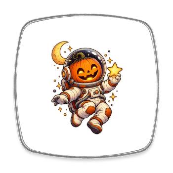 Kürbis-Astronaut - Viereckiger Kühlschrankmagnet - Weiß - Vorne