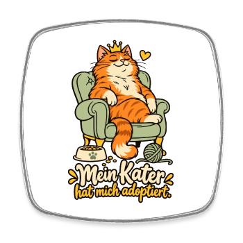 Mein Kater hat mich adoptiert - Viereckiger Kühlschrankmagnet - Weiß - Vorne