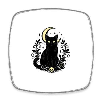 Mondkater Schatten Amulett - Viereckiger Kühlschrankmagnet - Weiß - Vorne