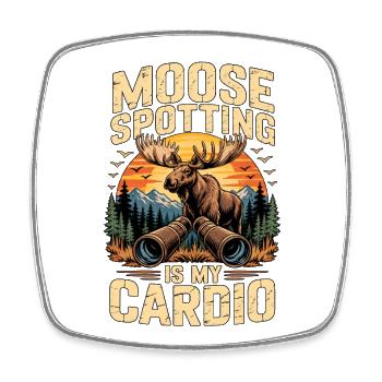 Vintage Moose Spotting Is My Cardio - Viereckiger Kühlschrankmagnet - Weiß - Vorne