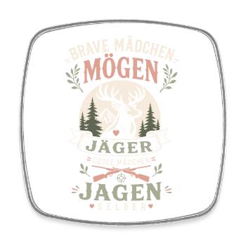 Coole Mädchen jagen selber - Viereckiger Kühlschrankmagnet - Weiß - Vorne
