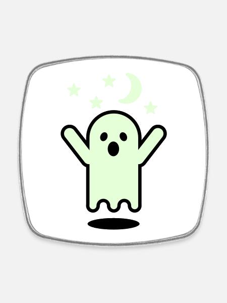 Glow in the dark ghost - Square fridge magnet - white