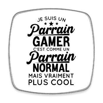 Parrain Gamer Cadeau Humour Personnalisé - Magnet carré - blanc - Devant