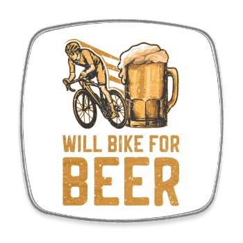Fahrrad und Bier Phrasen Fahrrad Lustiger Radfahrer - Viereckiger Kühlschrankmagnet - Weiß - Vorne