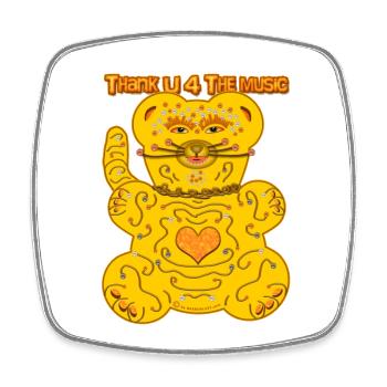 Thx U 4 the music * bear-cat in yellow - Viereckiger Kühlschrankmagnet - Weiß - Vorne
