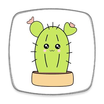Cactus Kawaii Plante Kawaii Succulentes Kawaii - Magnet carré - blanc - Devant