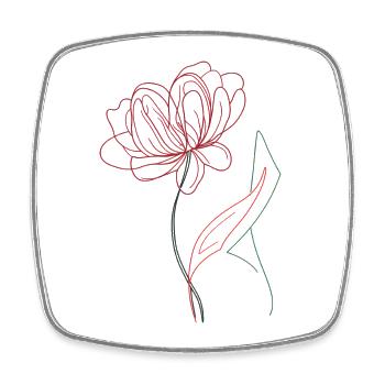 Croquis : Fleur - Magnet carré - blanc - Devant