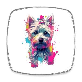 Yorkshire Terrier chiot chien - Magnet carré - blanc - Devant