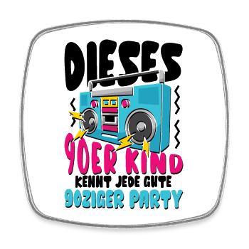 Dieses 90er Kind kennt jede gute 90ziger Party - Viereckiger Kühlschrankmagnet - Weiß - Vorne
