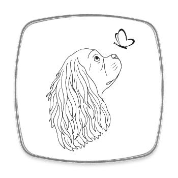Cavalier King Charles Spaniel - Viereckiger Kühlschrankmagnet - Weiß - Vorne