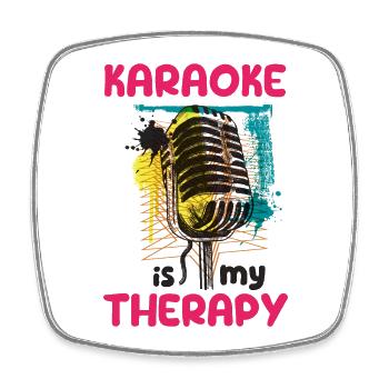 Karaoke ist meine Therapie - Viereckiger Kühlschrankmagnet - Weiß - Vorne