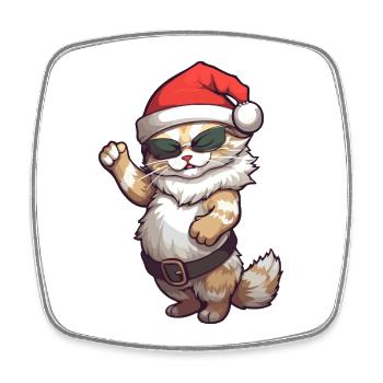 Drôle de chat Lunettes de soleil Chats de Noël - Magnet carré - blanc - Devant