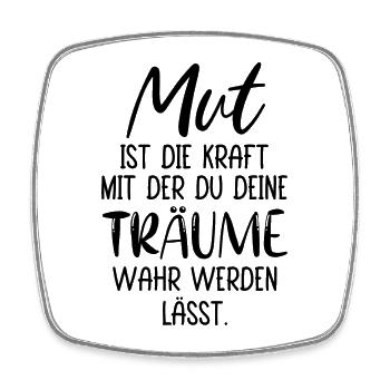 MUT KRAFT TRÄUME TAPFER SIEGER HELD KÄMPFER ZIEL - Viereckiger Kühlschrankmagnet - Weiß - Vorne
