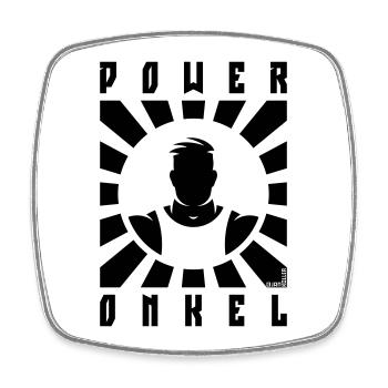 Power Onkel (Poweronkel / Strahlen / Black) - Viereckiger Kühlschrankmagnet - Weiß - Vorne