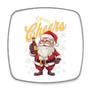Weihnachtsmann Schnaps Rum Alkohol Bier Prost - Viereckiger Kühlschrankmagnet - Weiß - Vorne