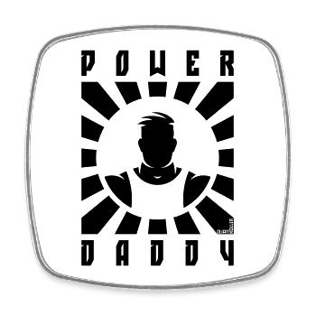 Power Daddy (Papa / Vater / Strahlen / Black) - Viereckiger Kühlschrankmagnet - Weiß - Vorne