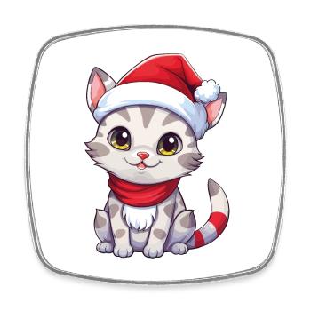 Cat Christmas Christmas Cat Cute Merry Catmas - Square fridge magnet - white - Front
