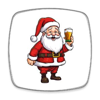 Weihnachtsmann Bier Alkohol Prost Glühwein Schnaps - Viereckiger Kühlschrankmagnet - Weiß - Vorne