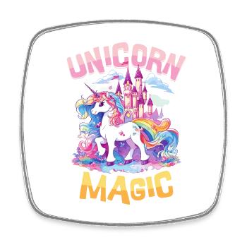 Einhorn Magie Regenbogen Schloss Bunt Fantasie - Viereckiger Kühlschrankmagnet - Weiß - Vorne