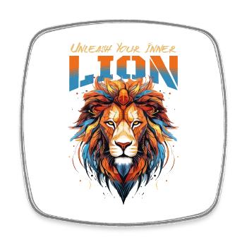 Lion coloré tête de lion coloré prédateur Art - Magnet carré - blanc - Devant