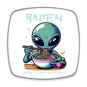 Outer Space Ramen Alien Nudeln - Viereckiger Kühlschrankmagnet - Weiß - Vorne
