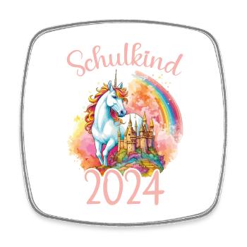 School Child 2024 Unicorn School School Student - Square fridge magnet - white - Front