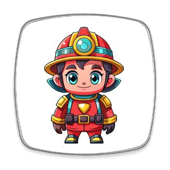 Hero in red the firefighter - Square fridge magnet - white - Front