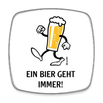 XEin Bier Geht Immer! (Bierchen / Cartoon Lustig) - Viereckiger Kühlschrankmagnet - Weiß - Vorne