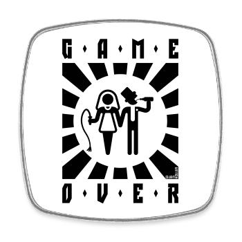 Game Over (Whip / Beer / Stag Party / Rays / B) - Square fridge magnet - white - Front