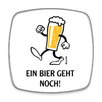 XEin Bier Geht Noch! (Bierchen / Cartoon / Lustig) - Viereckiger Kühlschrankmagnet - Weiß - Vorne