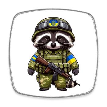 Raton laveur mignon en uniforme - Magnet carré - blanc - Devant