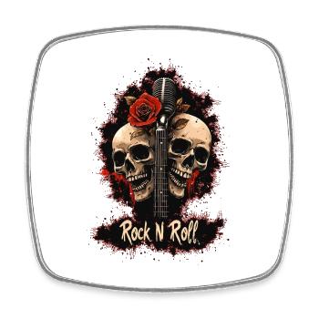Rock N Roll Crâne Guitare électrique Rose Musique Rocker - Magnet carré - blanc - Devant