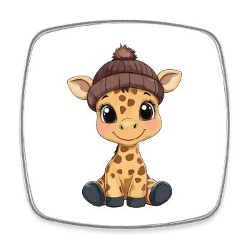 Girafe mignon mignon bébé enfants animal dessin animé - Magnet carré - blanc - Devant