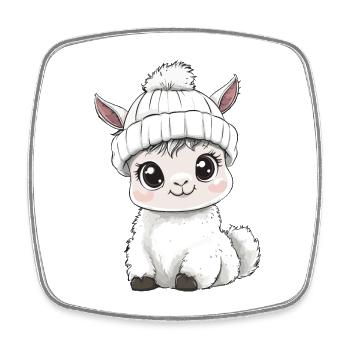 Lama Süß Niedlich Baby Kinder Tier Alpaka Cartoon - Viereckiger Kühlschrankmagnet - Weiß - Vorne