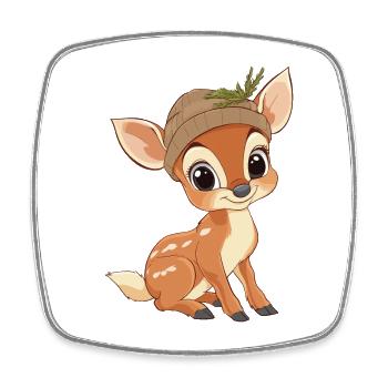cerf mignon mignon bébé enfants animal fauve dessin animé - Magnet carré - blanc - Devant