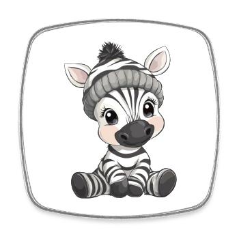zèbre mignon mignon bébé enfants animal dessin animé - Magnet carré - blanc - Devant