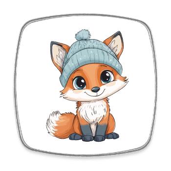 renard mignon mignon bébé enfants animal dessin animé - Magnet carré - blanc - Devant