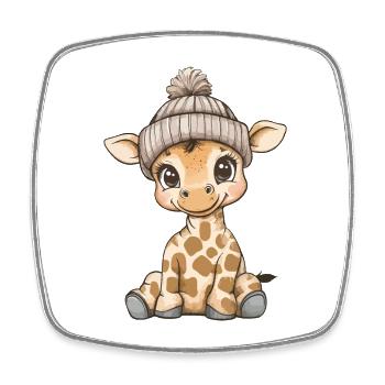 Girafe mignon mignon bébé enfants animal dessin animé - Magnet carré - blanc - Devant