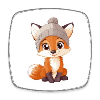 Fuchs Süß Niedlich Baby Kinder Tier Cartoon - Viereckiger Kühlschrankmagnet - Weiß - Vorne