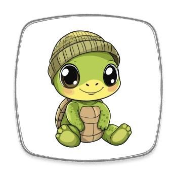tortue mignon mignon bébé enfants animal dessin animé - Magnet carré - blanc - Devant