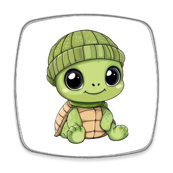 tortue mignon mignon bébé enfants animal dessin animé - Magnet carré - blanc - Devant