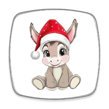 Esel Weihnachten Süß Niedlich Xmas Weihnachtlich - Viereckiger Kühlschrankmagnet - Weiß - Vorne