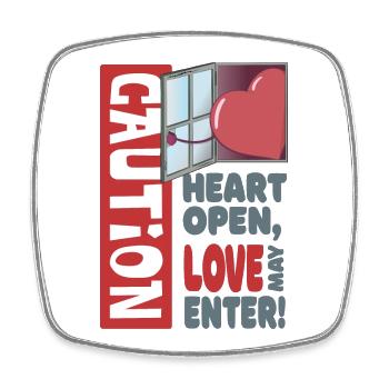 Heart open, love may enter (Valentine's Day) - Square fridge magnet - white - Front