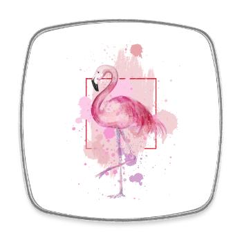 Flamingo Vogel Exotisch Sommer Splash Rosa Pink - Viereckiger Kühlschrankmagnet - Weiß - Vorne