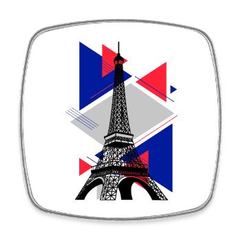 Paris Eiffelturm Frankreich Stadt Skyline Kunst - Viereckiger Kühlschrankmagnet - Weiß - Vorne