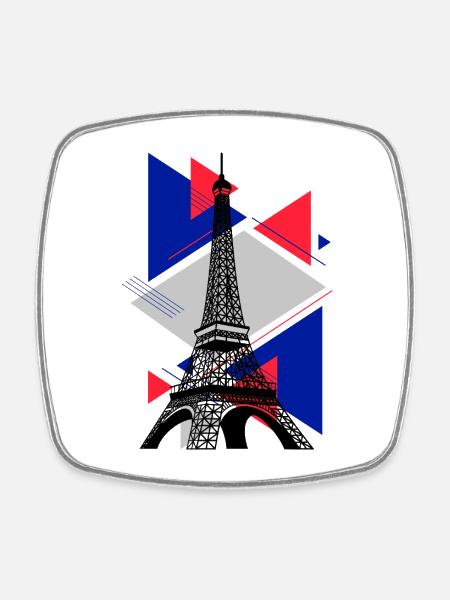 Paris Tour Eiffel France City Skyline Art - Magnet carré - blanc