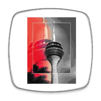 Düsseldorf Skyline Fernsehturm Deutschland Stadt - Viereckiger Kühlschrankmagnet - Weiß - Vorne